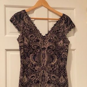 Tadashi Shoji Black and Gold Cocktail Dress